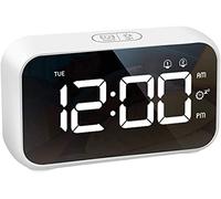 Relojes de alarma, reloj de noche digital DIRIGIÓ Mostrar 40 sonidos de alarma, volumen de alarma ajustable y brillo de pantalla, snooze, alarmas duales, USB Cargador, 12 / 24h, Pantalla de la semana,