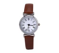 Relojes de cuarzo de mujer, exquisito vestido de mujer pequeño y sencillo vestido de cuero retro mini reloj de pulsera(05)