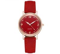 Relojes de cuero para mujer, resistentes a los arañazos, esfera redonda fácil de leer con diamantes de imitación, correa de cuero, exquisita mano de obra para cumpleaños, Lass + cuero + aleación,