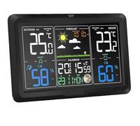 Relojes de estación meteorológica, calendarios LED digitales inalámbricos, reloj de mesa con pronóstico de monitor de temperatura y humedad,Predecir con precisión(Nero)