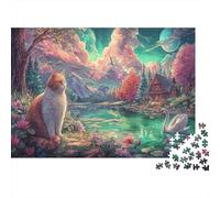 Relojes de Gato Naranja Swan by The Lake Puzzle 1000 Piezas Desafiante - Vida Silvestre Rompecabezas, Adultos, Decoración del Hogar 38x26cm/1000pcs