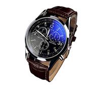 Relojes de Hombre Switchali Relojes de Hombre Deportivos Reloj analógico de Cuarzo para Caballero Manera de Cuero de imitación Blue Ray Cristal de Cuarzo (Marrón)