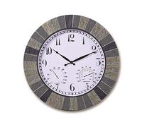 Relojes de jardín nmdcdh a Prueba de Agua al Aire Libre, Grandes con Temperatura y Humedad Relojes al Aire Libre para la Pared de jardín a Prueba de Humedad y Resistente al Polvo de la Resina del