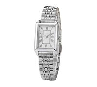 Relojes de lujo dorados para mujer, vintage, rectangular, esfera con números romanos, relojes analógicos de cuarzo, Plateado blanco, Moda