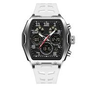 Relojes de lujo para hombre, reloj digital militar para hombre, reloj de pulsera cuadrado tonneau, cristal de zafiro, resistente al agua hasta 50 m, diseño de fecha, regalo para hombre, blanco