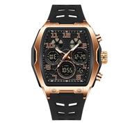 Relojes de lujo para hombre, reloj digital militar para hombre, reloj de pulsera cuadrado tonneau, cristal de zafiro, resistente al agua hasta 50 m, diseño de fecha, regalo para hombre, Negro y oro