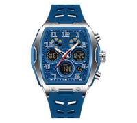 Relojes de lujo para hombre, reloj digital militar para hombre, reloj de pulsera cuadrado tonneau, cristal de zafiro, resistente al agua hasta 50 m, diseño de fecha, regalo para hombre, Azul y