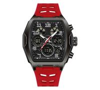 Relojes de lujo para hombre, reloj digital militar para hombre, reloj de pulsera cuadrado tonneau, cristal de zafiro, resistente al agua hasta 50 m, diseño de fecha, regalo para hombre, negro/rojo
