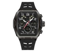 Relojes de lujo para hombre, reloj digital militar para hombre, reloj de pulsera cuadrado tonneau, cristal de zafiro, resistente al agua hasta 50 m, diseño de fecha, regalo para hombre, negro