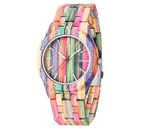 Relojes de madera de bambú coloridos del polígono del reloj de madera para los hombres hechos a mano del cuarzo de los, Rosa y púrpura