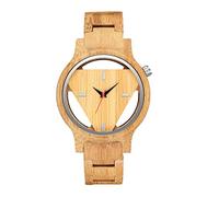 Relojes de Madera para Hombre Hecho a Mano Grabado geométrico invertido triángulo Madera Reloj para Hombre Mujer Cuarzo Minimalista Reloj de Pulsera cumpleaños Navidad Regalos