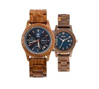 Relojes de Madera Zeitholz para Parejas con Grabado Gratuito, Regalos Personalizables, Bergen Azul 42 mm y Leuben Indigo 36 mm. Fabricados en Madera Natural con Movimiento de Cuarzo japonés.