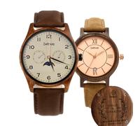 Relojes de Madera Zeitholz para Parejas con Grabado Gratuito, Regalos Personalizables, Klitten Beige 42 mm y Rosenbach Rosado 36 mm. Fabricados en Madera Natural Movimiento de Cuarzo japonés.