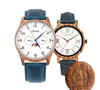 Relojes de Madera Zeitholz para Parejas con Grabado Gratuito, Regalos Personalizables, Klitten Blanco 42 mm y Rosenbach Blanco 36 mm. Fabricados en Madera Natural Movimiento de Cuarzo japonés.