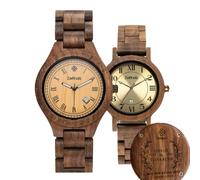 Relojes de Madera Zeitholz para Parejas con Grabado Gratuito, Regalos Personalizables, Zittau 42 mm y Wolkenstein 36 mm. Fabricados en Madera Natural con Movimiento de Cuarzo japonés.