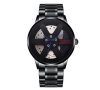 Relojes de Moda para Hombres de Lujo Casual Correa de Acero Analógico Locomotora Reloj de Cuarzo Personalidad Reloj, turquesa, Pulsera