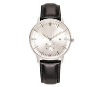 Relojes de Moda para Hombres y Mujeres Escala Simple con Dial Secundario y Fecha Analógica de Cuarzo Reloj con Correa de Cuero Negocios Casual, Negro Con Cara Blanca, Correa