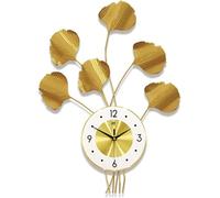 Relojes de Pared de Ginkgo Biloba para Sala de Estar, Relojes Modernos de decoración 3D de Metal de 19x27 Pulgadas de 19x27 Pulgadas, Reloj de Cuarzo silencioso sin Ticket