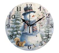 Relojes De Pared Muñecos De Nieve Ardilla Blancanieves Wall Clock 25Cm | moderno Reloj Decorativo sin Garrapatas Redondo Relojes De Pared Para Salón Cocina Dormitorio