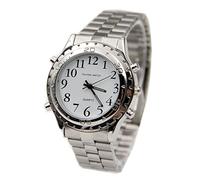 Relojes de pulsera hablando tú mismo para reloj con problemas o reloj ciego visualmente inglés para hombre, plata, One Size