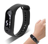 Relojes Deportivos Digitales, LED Pantalla de Luz Blanca Espejo de Plástico Movimiento Electrónico Correa de Silicona Reloj Deportivo para Actividades de Ocio con Podómetro Cronómetro(Negro)