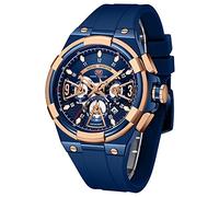 Relojes deportivos militares impermeables multifunción cronógrafo reloj luminoso correa de silicio casual relojes para hombres moda negocios reloj de pulsera, Azul rosa