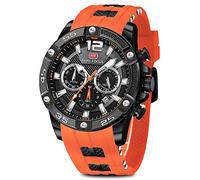 Relojes deportivos militares impermeables multifunción cronógrafo reloj luminoso correa de silicio casual relojes para hombres moda negocios reloj de pulsera, Naranja