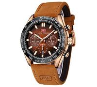 Relojes deportivos para hombre Militar Impermeable Multifunción Cronógrafo Reloj Luminoso Correa de Silicio Casual Relojes para Hombres Moda Negocios Reloj Reloj, Marrón (Brown Coffee), Cronógrafo