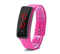 Relojes deportivos reloj de pulsera led de silicona calendario de tiempo pulsera pulsera digital para hombres de las mujeres impermeable a largo tiempo de suspensión ligero(Pink)