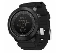 Relojes Deportivos Tácticos para Hombre, Brújula Militar de Supervivencia al Aire Libre, Relojes Digitales Robustos con Correa Duradera, Podómetro y Contador de Pasos(Black rubber)