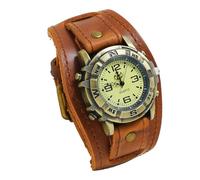 Relojes grabados para mujeres y hombres, con hebilla, retro, correa de reloj para hombre, marrón, talla única