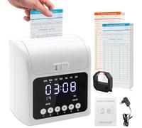 Relojes para Fichar, Registrador de Tiempo, Reloj de Tiempo Electrónico con Tarjetas de Tiempo de 50 Piezas, para la Entrada y Salida Automática de Pequeñas Empresas de Empleados