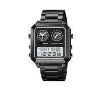 Relojes para hombre, cuadrado, de negocios, electrónico, movimiento, multifunción, deportivo, luz nocturna, reloj digital, negro, 22x4.3cm