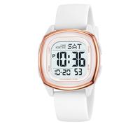 Relojes para hombre, tendencia a la moda, negro, multifunción, resistente al agua, LED, cronógrafo, correa de reloj de silicona suave, relojes cuadrados, Blanco, Cronógrafo, digital