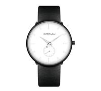 Relojes para hombre ultrafinos minimalistas, resistentes al agua, reloj de pulsera para hombre, vestido unisex con correa de cuero, Cara blanca