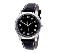 Relojes para hombres, reloj de cuarzo inverso, reloj de pulsera trasera con correa de cuero, relojes en sentido antihorario de niños impermeables, relojes antideslizantes para hombres, negros