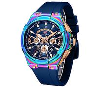 Relojes para hombres Symphony Case Reloj de pulsera con correa de silicona genuina, reloj de pulsera elegante para hombres cronógrafo deportivo impermeable analógico reloj de movimiento de cuarzo para hombres elegante reloj de regalo para hombres, azul (Symphony Blue)