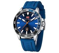 Relojes para hombres Symphony Case Reloj de pulsera con correa de silicona genuina Reloj de pulsera elegante para hombres Cronógrafo Deportes Impermeable Reloj de movimiento de cuarzo analógico para hombres Reloj de regalo elegante para hombres, E-Blue