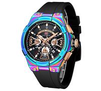 Relojes para hombres Symphony Case Reloj de pulsera con correa de silicona genuina, reloj de pulsera elegante para hombres cronógrafo deportivo impermeable analógico reloj de movimiento de cuarzo para hombres elegante reloj de regalo para hombres, Symphony negro