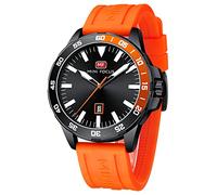 Relojes para hombres Symphony Case Reloj de pulsera con correa de silicona genuina Reloj de pulsera elegante para hombres Cronógrafo Deportes Impermeable Reloj de movimiento de cuarzo analógico para hombres Reloj de regalo elegante para hombres, E-naranja