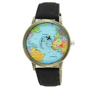 Relojes para mujer Travel By Plane Map - Reloj de vestir para mujer, correa de mezclilla 2018, negro, One Size