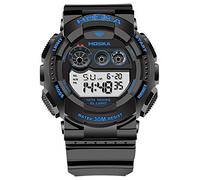 Relojes para niños Niños Niños Chicas Deportes Analógico Digital Impermeable LED Luz Naranja Negro Azul Relojes de Pulsera Teenage Junior Goma Silicona Reloj de múltiples Funciones (Color : Azul)