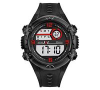 Relojes para niños Niños Niños Chicas Deportes Analógico Digital Impermeable LED Luz Rojo Verde Blanco Relojes de Pulsera Teenage Junior Goma Silicona Múltiples Funciones Reloj (Color : Rojo)