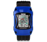 Relojes para niños Niños Niños Chicas Deportes Casual Digital Analógico Impermeable LED Luz Azul Verde Rojo Relojes de Pulsera Teenage Junior Goma Silicona Funciones múltiples Reloj (Color : Azul)