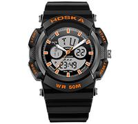 Relojes para niños Niños Niños Chicas Deportes Moda Digital Analógico Impermeable LED Luz Naranja Rojo Amarillo Relojes de Pulsera Adolescente Junior Goma Silicona Múltiples Funciones Reloj