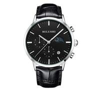 RELOJES Relojes para hombre Cronógrafo Deportes a prueba de agua Cara grande Dial grande Calendario de fecha Multifunción Simple Negro Marrón Reloj de pulsera analógico de cuero para hombres Relojes d