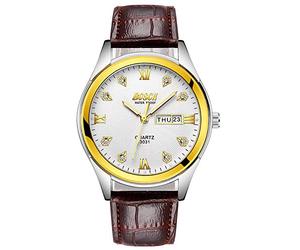 RELOJES Relojes para hombre Cronógrafo Impermeable Deportes militares Cara grande Dial grande Calendario de fecha Multifunción Simple Negro Marrón Plata Oro Reloj de pulsera analógico de cuero para ho