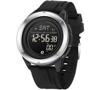 Relojes tácticos con brújula para hombres y mujeres con metrónomo, cuenta regresiva, alarma de hora dual, cronómetro, correa de goma, ligero, digital, impermeable, color naranja, Silicona plateada y