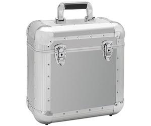Reloop 60 Record Case silver - Caja de discos clásica, Tapa desmontable, Mango agradable al tacto