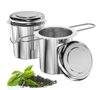 Relota 2 Piezas Colador de Té de Acero Inoxidable 304, Infusor de Te de Metal con Tapa y Asa Plegable, Reutilizable de Malla Extra Fina Filtro de Té para Tazas, Tetera, Café Ollas, Cuencos de Té